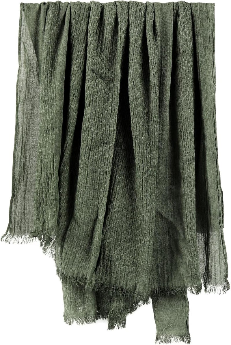 GERINLY Cotton-Linen Scarves Mens Stripe Crinkle Long Scarf Fashion Wrap Shawl for Travel - Image 4